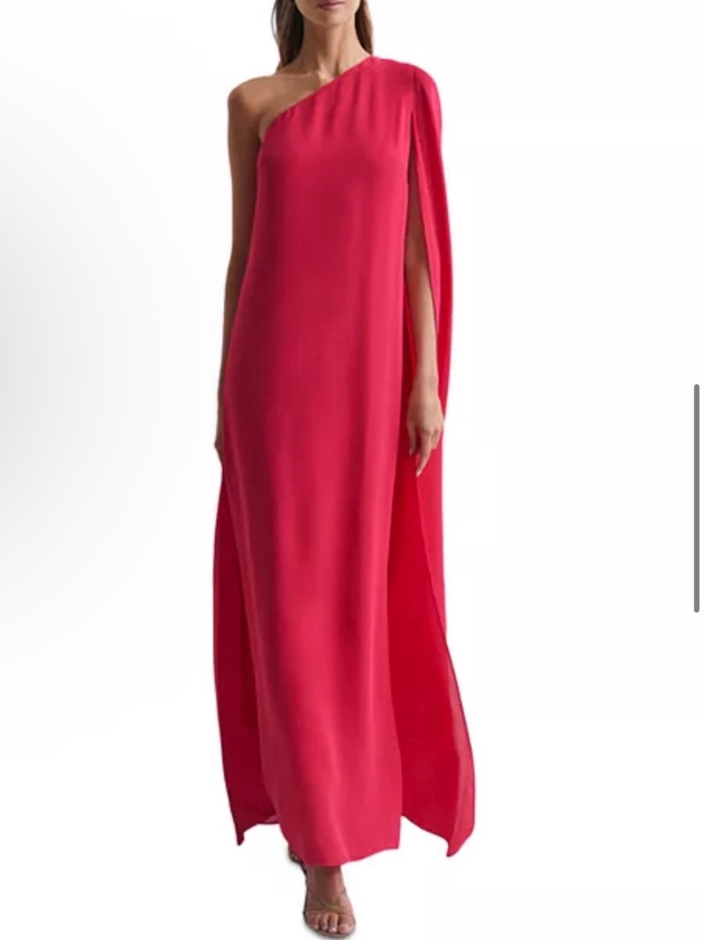 Reiss One-Shoulder Fuchsia Red Gown